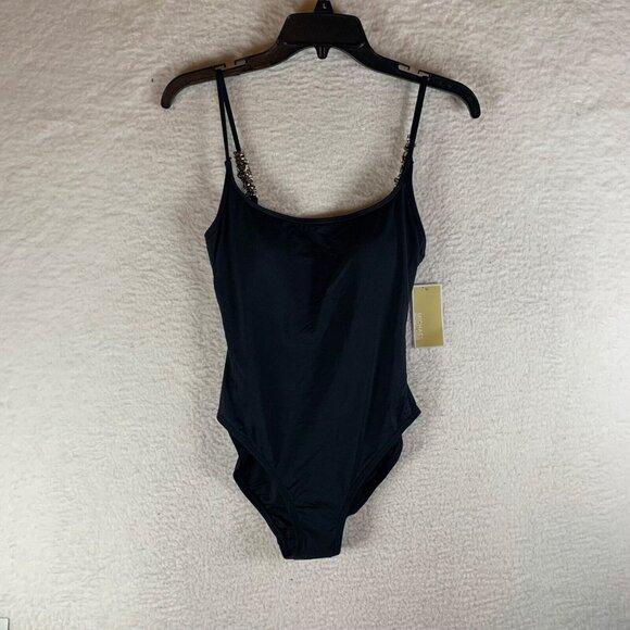 Michael Kors Women's Scoop Neck Chain Link Strap One Piece Swimsuit Size 6 NWT - Picture 1 of 10
